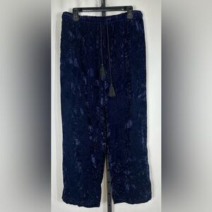 Earthbound Trading Co. Navy Crushed Velvet Pants - Size Medium